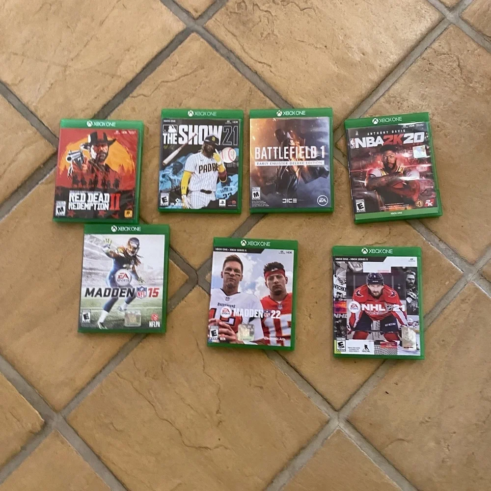 Xbox One Game Bundle (7) – Red Dead 2, MLB 21, Madden 22, NHL 22 & More